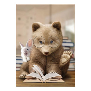Läsa Bokar för Reader Gift Bear och Rabbit Fototryck