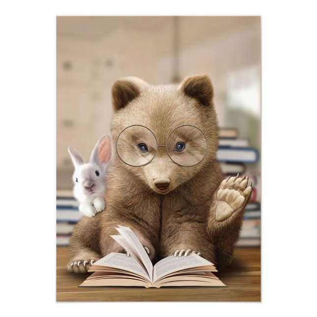 Läsa Bokar för Reader Gift Bear och Rabbit Fototryck (Framsidan)