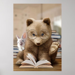 Läsa Bokar för Reader Gift Bear och Rabbit Poster