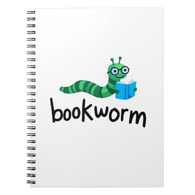 Läsa budddy Cute Bookworm med Bok Anteckningsbok (Framsidan)