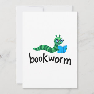 Läsa budddy Cute Bookworm med Bok Inbjudningar