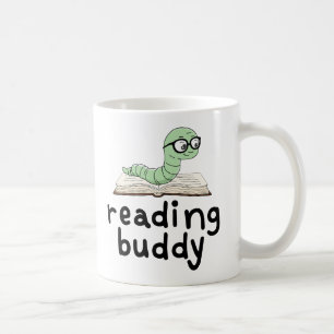 Läsa budddy Cute Bookworm med Bok Kaffemugg