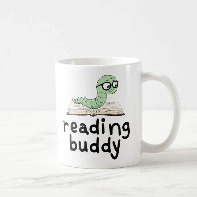 Läsa budddy Cute Bookworm med Bok Kaffemugg (Höger)