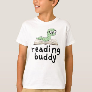 Läsa budddy Cute Bookworm med Bok T Shirt