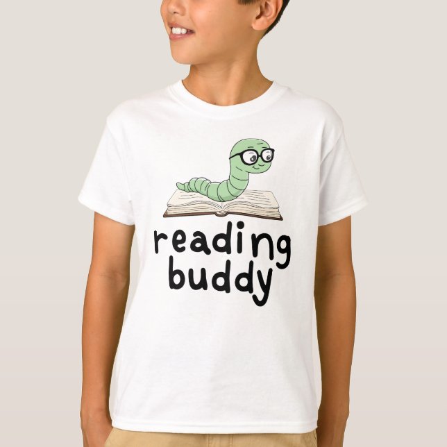 Läsa budddy Cute Bookworm med Bok T Shirt (Framsida)
