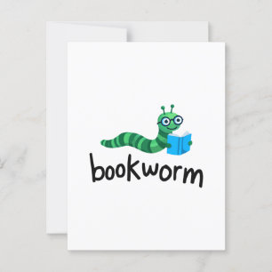 Läsa budddy Cute Bookworm med Bok Vykort