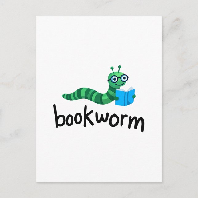 Läsa budddy Cute Bookworm med Bok Vykort (Framsida)