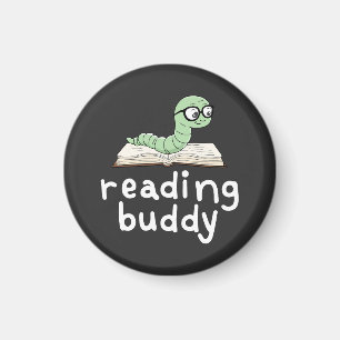 Läsa Buddy Cute Bookworm med Bok Magnet