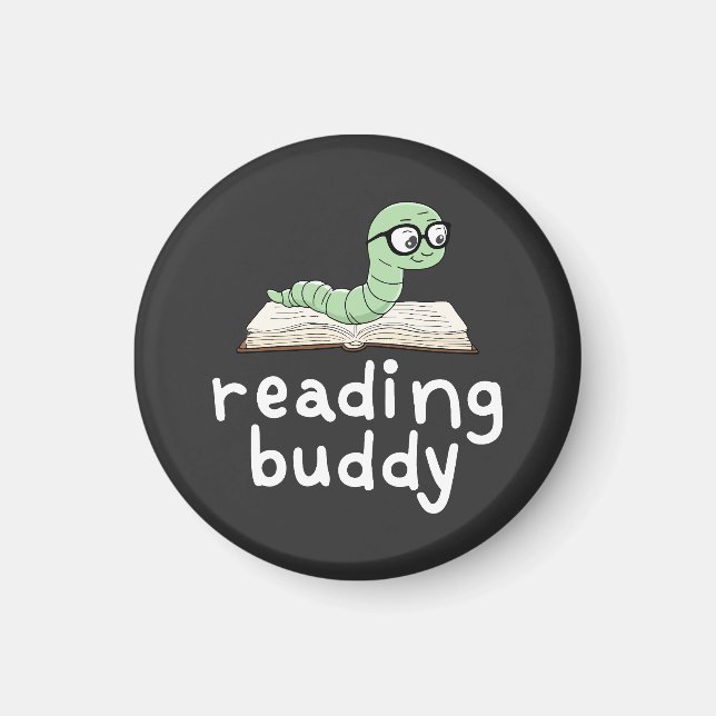 Läsa Buddy Cute Bookworm med Bok Magnet (Framsidan)