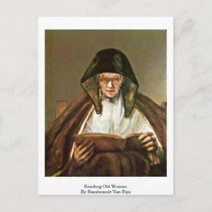 Läsa gammal kvinna av Rembrandt Van Rijn Vykort