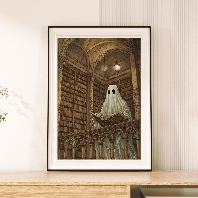 Läsa Ghost Vintage Antique Bokar Bibliotek Art Poster (Skapare uppladdad)