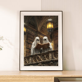 Läsa Ghost Vintage Antique Bokar Bibliotek Poster