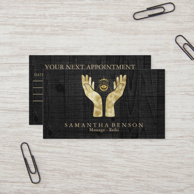 Läsa Händer Symbol Chakra Reiki Practitioner Visitkort (Fram/Back In Situ)