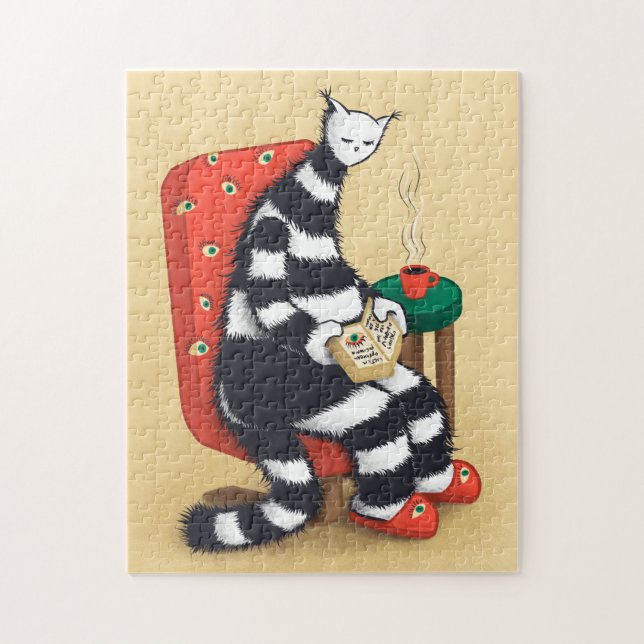 Läsa Kat Bok Älskare Pussel (Vertikal)