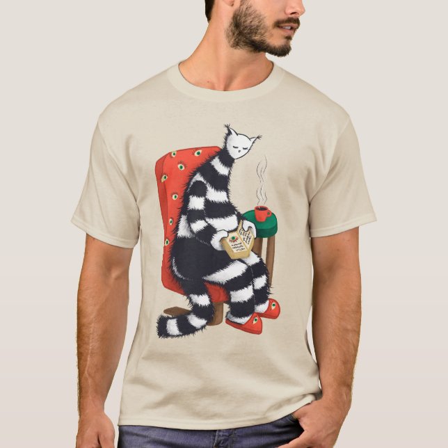 Läsa Kat Bok Älskare T Shirt (Framsida)