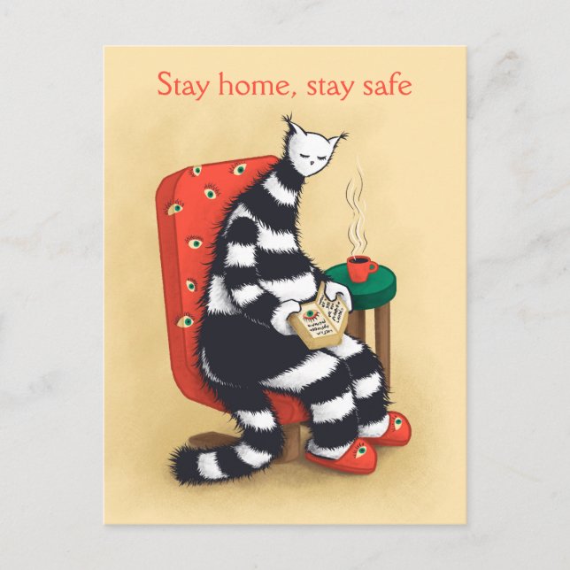 Läsa Kat Bok Älskare Vykort (Framsida)