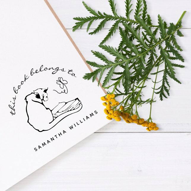 Läsa kattfjäril Modern Anpassningsbar Bibliotek Bo Stämpel (Skapare uppladdad)