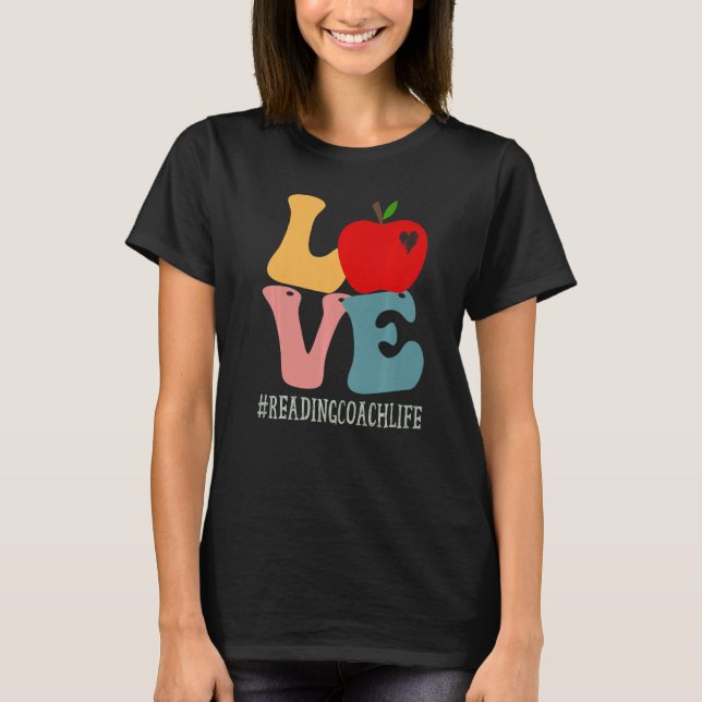 Läsa kupera Kärlek Äpple Groovy Retro Cute tillbak T Shirt (Framsida)