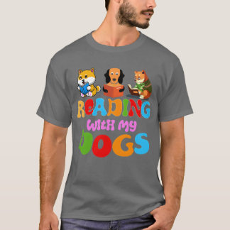 Läsa med min Hundar Rolig hund familj Bok Älskare T Shirt