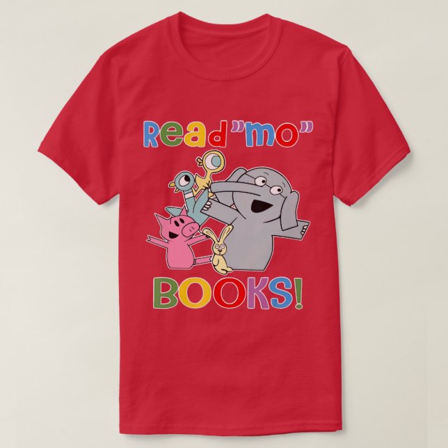 läsa mo bokar lärares bibliotek klubb piggie eleph t shirt (Design framsida)