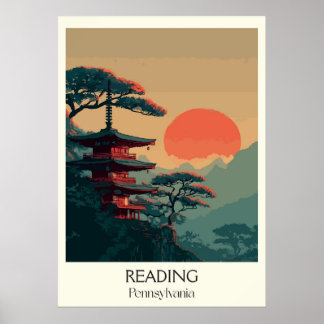 Läsa Pennsylvania Vintage Pagoda Mountain Art Poster