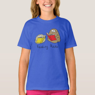 Läsa Sten Funny Bok Barn Girl T-Shirt