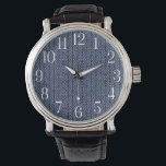 Läsa stora siffror Modern Urban Blue Armbandsur<br><div class="desc">Med stora siffror blir den här klockan lättare att läsa. Blåstadsområden mönster med vita nummer. Unik stil för modern.</div>