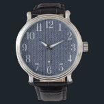 Läsa stora siffror Modern Urban Blue Armbandsur<br><div class="desc">Med stora siffror blir den här klockan lättare att läsa. Blåstadsområden mönster med vita nummer. Unik stil för modern.</div>