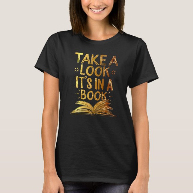 Läsa ta en titt det är i en Bok Golden Bokar Re T Shirt (Framsida)