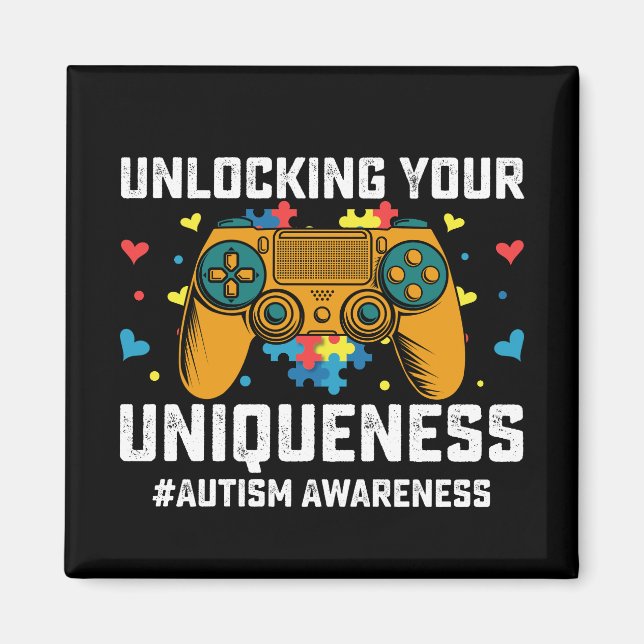Låsa Upp Din Unikhet Autism Spelande Spelare Magnet (Framsidan)