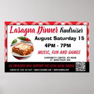 Lasagna Dinner Red Fundraiser Banner Poster
