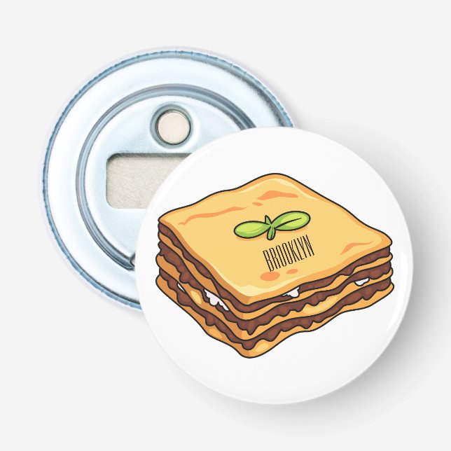 Lasagnas tecknad illustration flasköppnare (Framsidan)