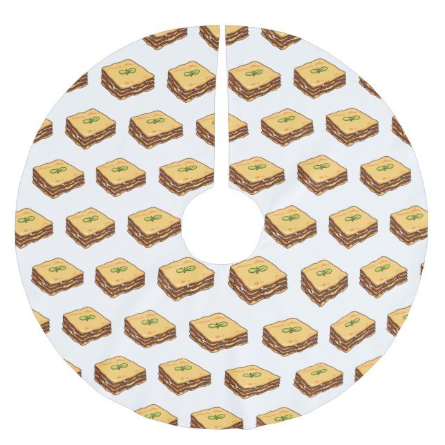 Lasagnas tecknad illustration julgransmatta borstad polyester (Framsidan)