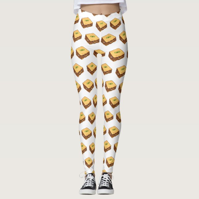Lasagnas tecknad illustration leggings (Framsida)