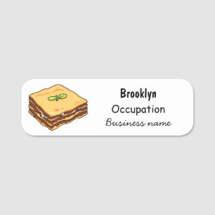 Lasagnas tecknad illustration namnbricka
