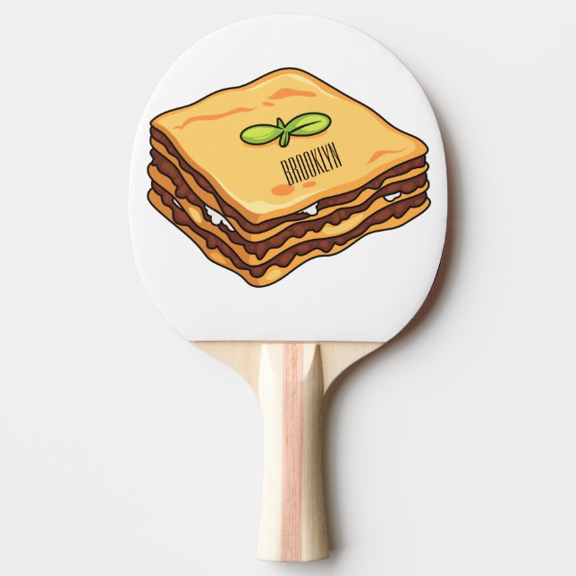 Lasagnas tecknad illustration pingisracket (Framsidan)