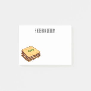 Lasagnas tecknad illustration post-it block