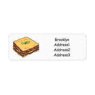 Lasagnas tecknad illustration returadress etikett