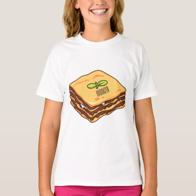 Lasagnas tecknad illustration t shirt (Framsida)