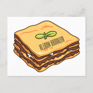 Lasagnas tecknad illustration vykort