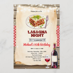 Lasagne och vin kväll inbjudan