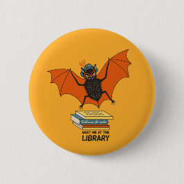 Läsande fladdermus | Whimsisk bibliotekarie med bö Knapp