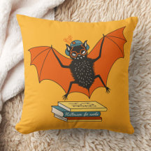Läsande fladdermus | Whimsisk bibliotekarie med bö