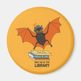 Läsande fladdermus | Whimsisk bibliotekarie med bö Magnet