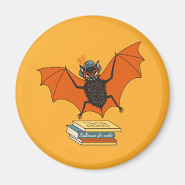 Läsande fladdermus | Whimsisk bibliotekarie med bö Magnet