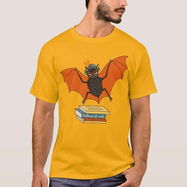 Läsande fladdermus | Whimsisk bibliotekarie med bö T Shirt (Framsida)