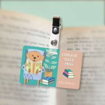 Läsande hund Horisontell bibliotek Hall Pass-märke