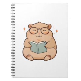 Läsande Kapybara med Glasögon Kawaii Design Anteckningsbok