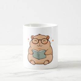 Läsande Kapybara med Glasögon Kawaii Design Kaffemugg