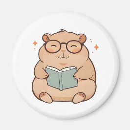 Läsande Kapybara med Glasögon Kawaii Design Magnet
